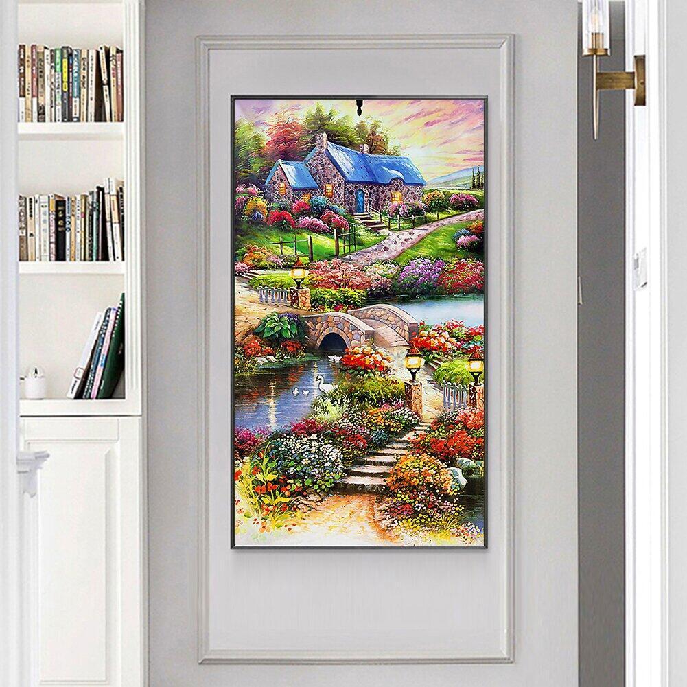 50x90CM-Village House- DIY 5D full Diamond Painting NO FRAME (ABbeads)
