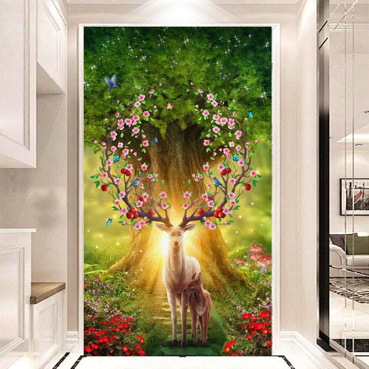 60X110CM - Flower Deer DIY 5D Full Diamond Painting NO Frame