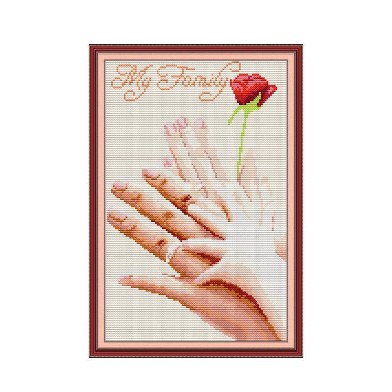 29X45cm My family Cross Stitch Kits 11CT Stamped Full Range of Embroidery Starter Kit for Beginners Pre-Printed Pattern