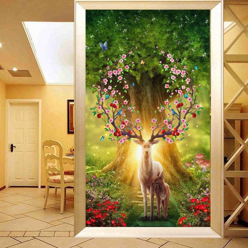 60X110CM - Flower Deer DIY 5D Full Diamond Painting NO Frame