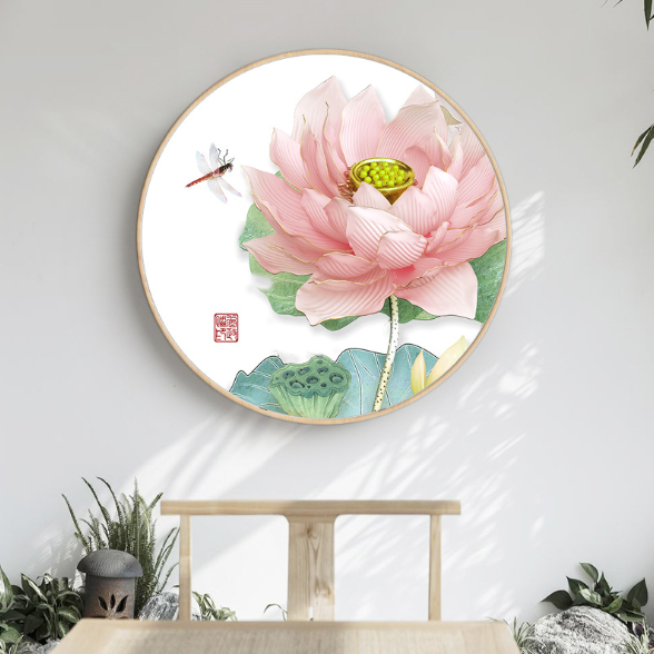 47x47cm Lotus Cross Stitch Kits 11CT Stamped Full Range of Embroidery Starter Kit for Beginners Pre-Printed Pattern