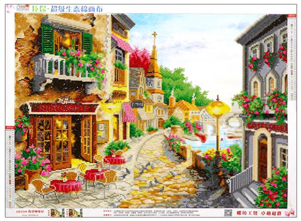 80x60CM Beach coffe house 5D Diamond Painting -NOT FULL Drilled and No frame