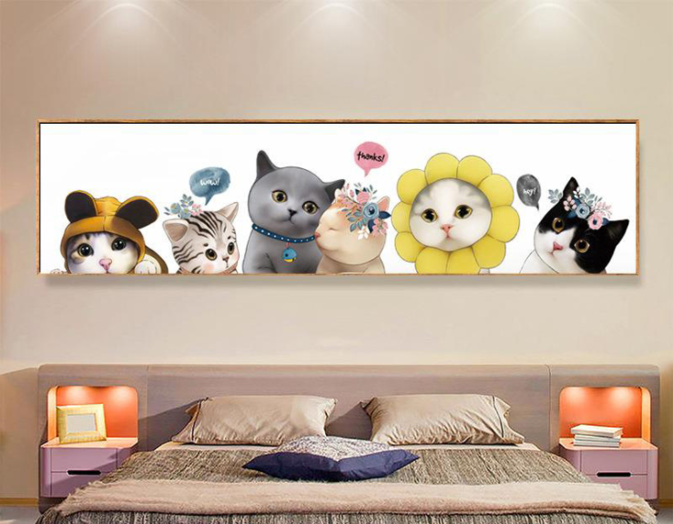 127x38cm Cat Cross Stitch Kits 11CT Stamped Full Range of Embroidery Starter Kit for Beginners Pre-Printed Pattern