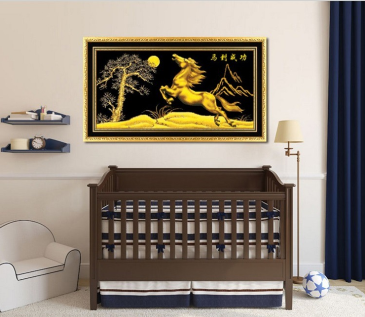 100x50cm Horse Cross Stitch Kits 11CT Stamped Full Range of Embroidery Starter Kit for Beginners Pre-Printed Pattern