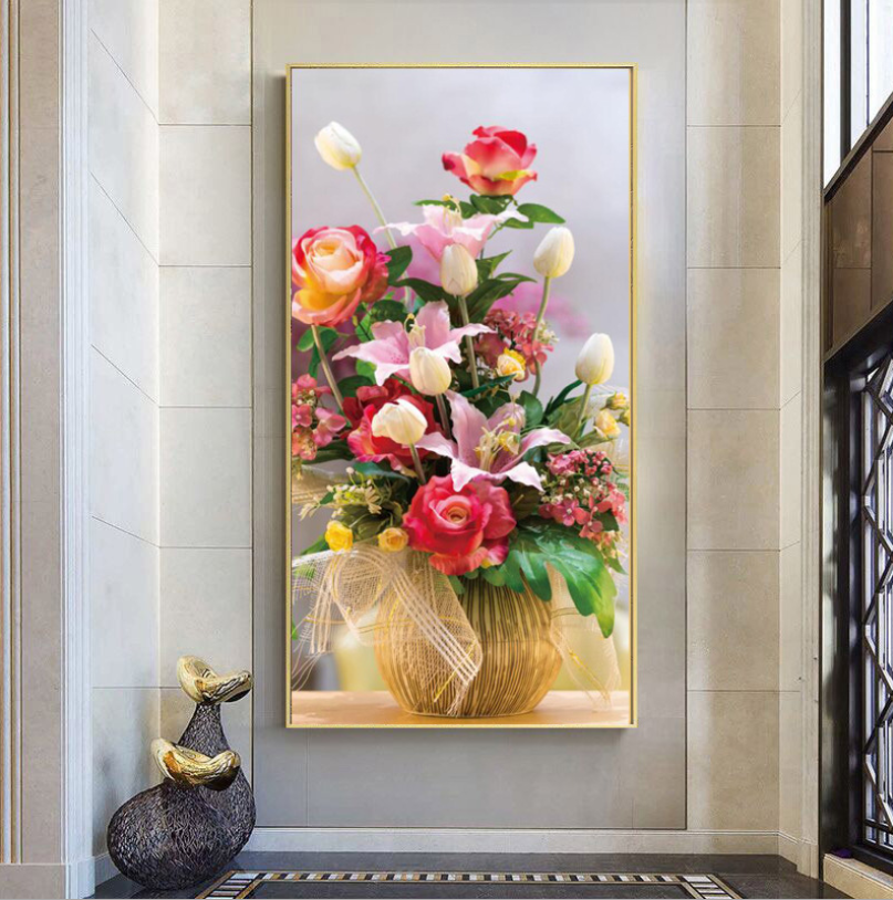 56x100cm Lily flowers blooming Cross Stitch Kits 11CT Stamped Full Range of Embroidery Starter Kit for Beginners Pre-Printed Pattern