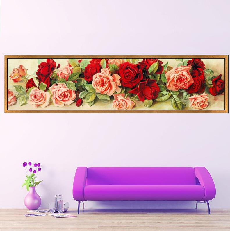 140x40CM Rose 5D Full Diamond Painting DIY Pictures