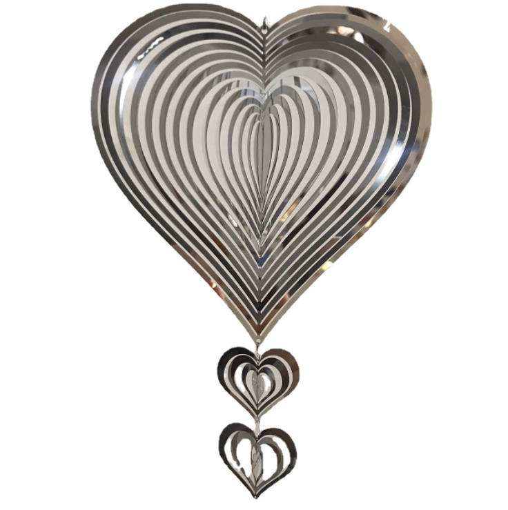 Love-3D Rotary Wind Chime Spinner Flowing-Light Effect Decor for Garden House Decoration 20X36 cm
