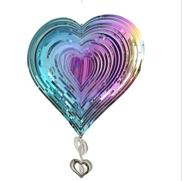 Love-3D Rotary Wind Chime Spinner Flowing-Light Effect Decor for Garden House Decoration 20X36 cm