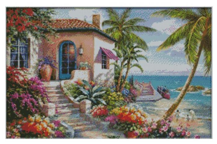 70x50cm Ocean Bay Villa 5d diy diamond painting full drill NO FRAME (AB BEADS)