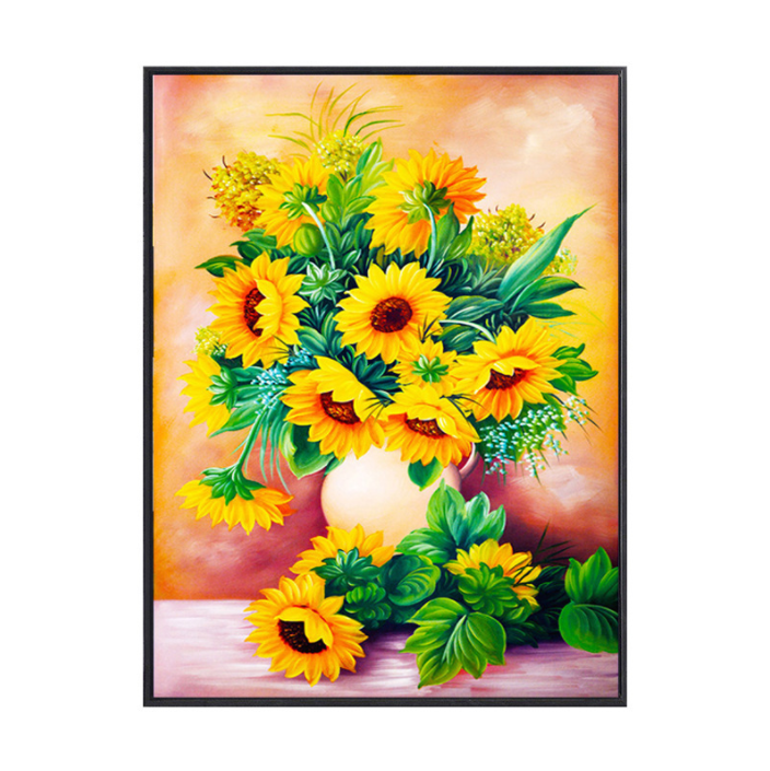 75*100CM Sunflower Cross Stitch Kits 11CT Stamped Need 4 Stands Full Range of Embroidery Starter Kit for Beginners Pre-Printed Pattern