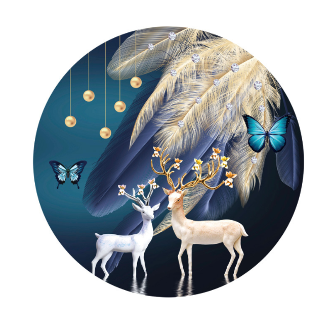 50x50cm Rich Deer Cross Stitch Kits 11CT Stamped Full Range of Embroidery Starter Kit for Beginners Pre-Printed Pattern