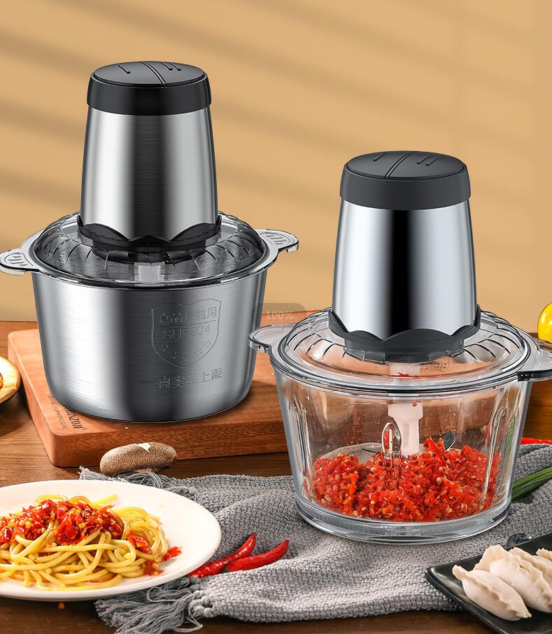 2 Speeds 300W Stainless steel 3L Capacity Electric Chopper Meat Grinder Mincer Food Processor Slicer
