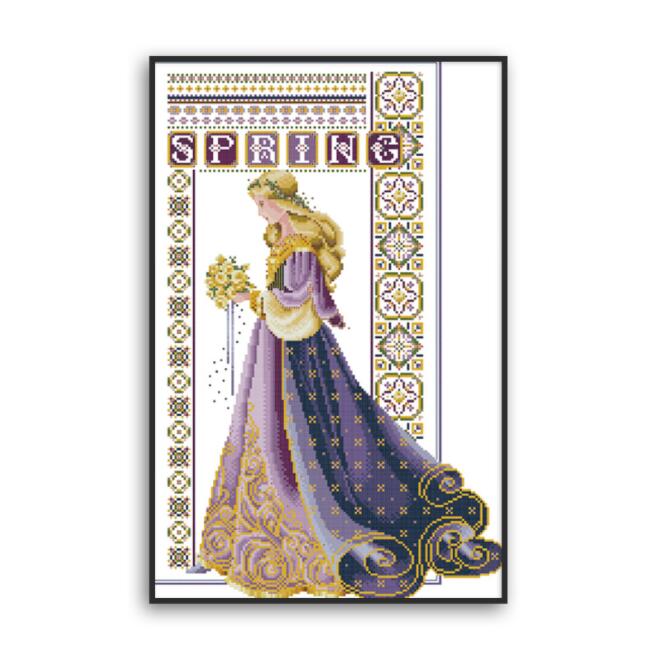 46X66CM Beautiful bride 3 strands 11CT Stamped Cross Stitch Full Range of Embroidery Starter Kit for Beginners Pre-Printed Pattern