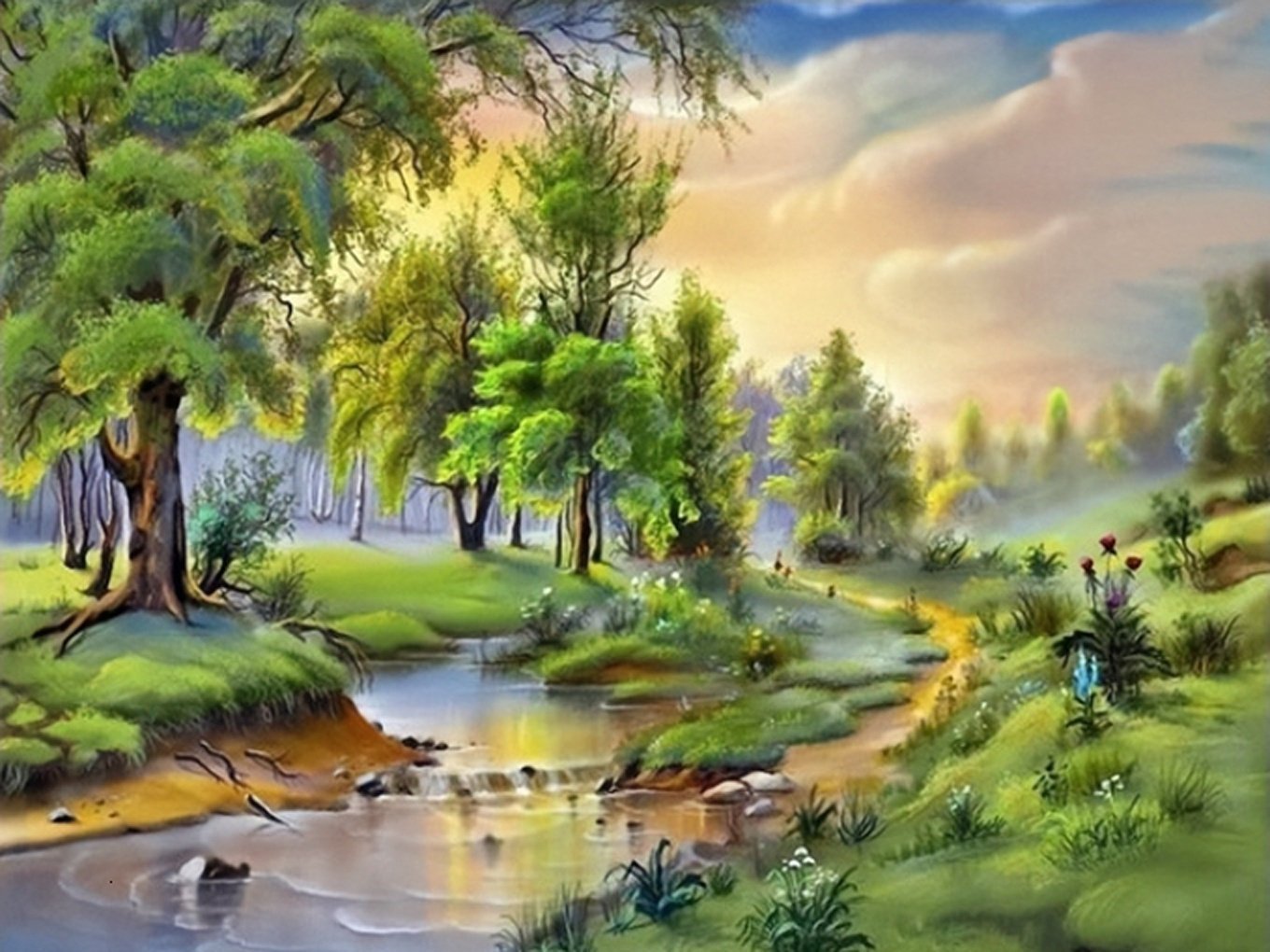 40x50cm riverside 5d diy diamond painting full drill NO FRAME