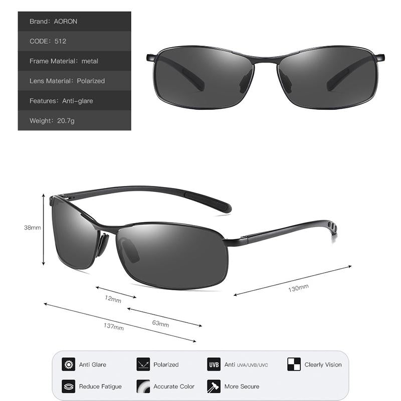 AORON Mens Polarized Sunglasses Men Classic Rectangle Sun Glasses Aluminum Leg UV400 Sunglasses Mirror Eyewear