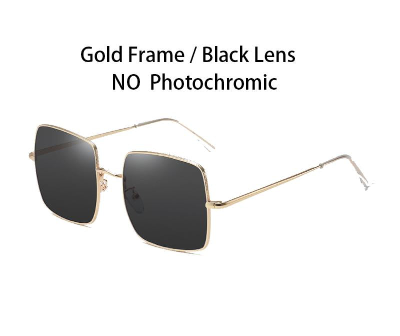 AORON Photochromic Polarized Sunglasses Women Men Fashion Large metal frame Sun Glasses Discoloration Eyewear Anti Glare