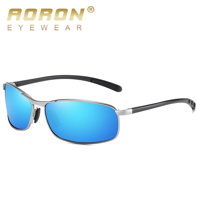AORON Mens Polarized Sunglasses Men Classic Rectangle Sun Glasses Aluminum Leg UV400 Sunglasses Mirror Eyewear