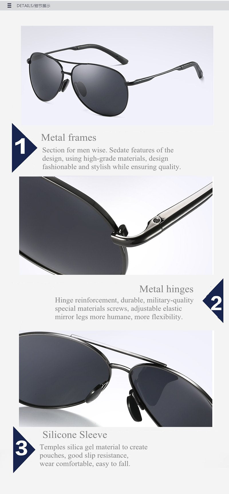 AORON New Polarized Men Sunglasses Classic Pilot Driving Sun Glasses Metal Frame Mirror Lens Sunglasses Men/Women