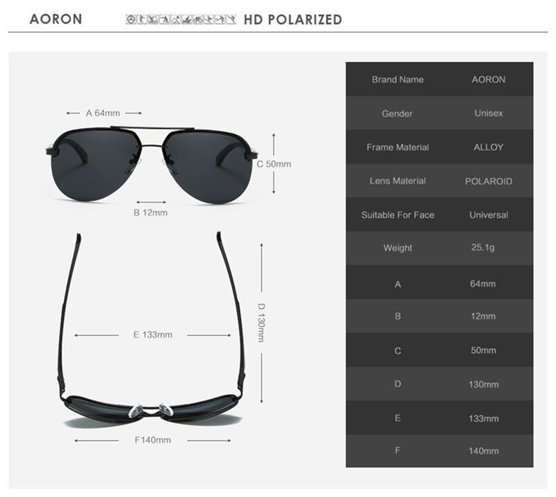 AORON Men Polarized Sunglasses Men Brand Design Sun Glasses Aluminum Leg Mirror Lens Sunglasses for Men/women