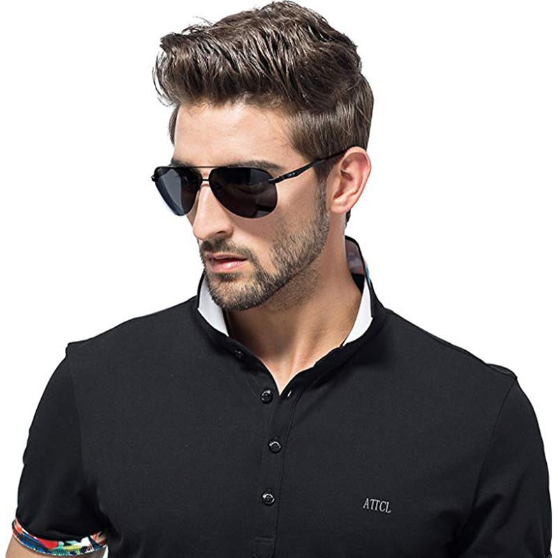 AORON Men Polarized Sunglasses Men Brand Design Sun Glasses Aluminum Leg Mirror Lens Sunglasses for Men/women