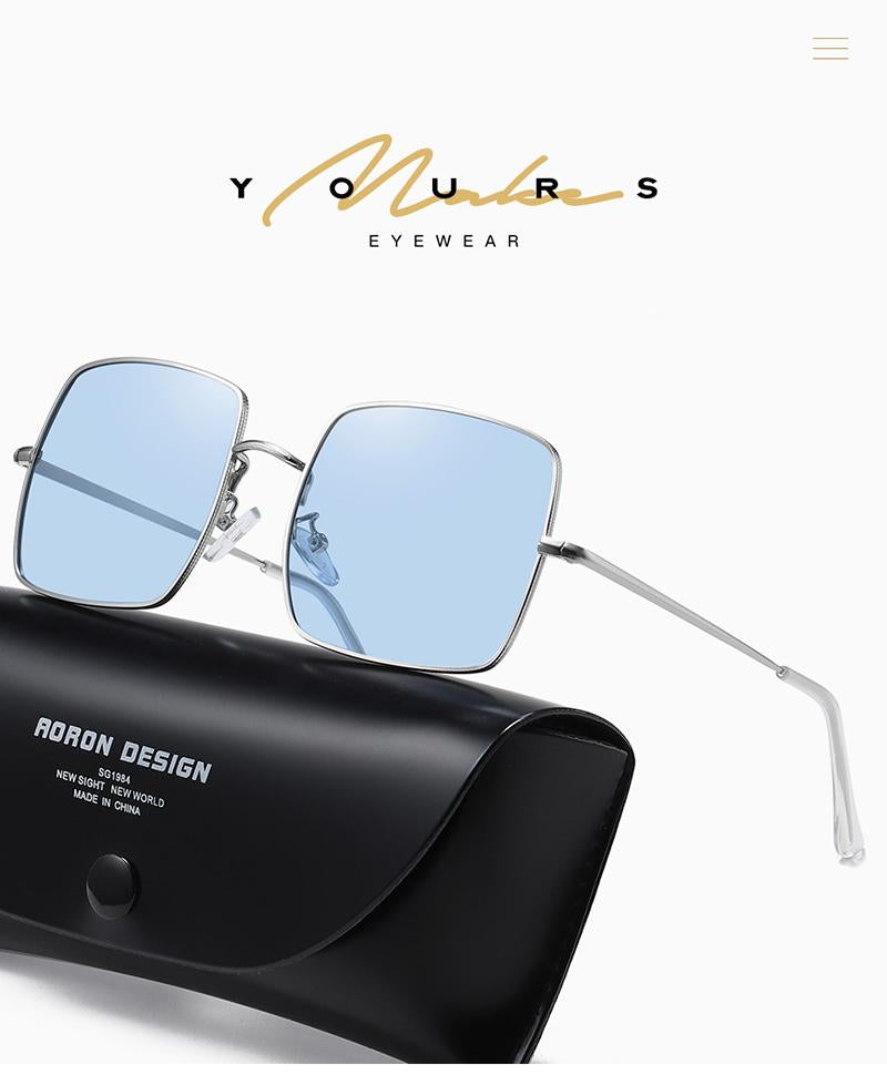 AORON Photochromic Polarized Sunglasses Women Men Fashion Large metal frame Sun Glasses Discoloration Eyewear Anti Glare
