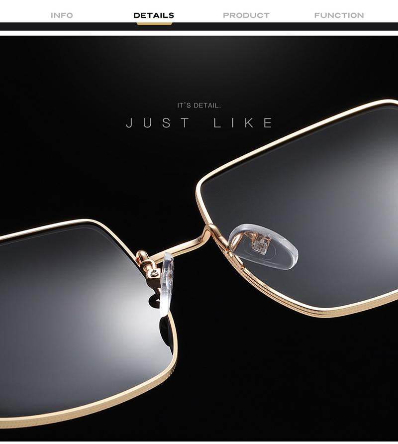 AORON Photochromic Polarized Sunglasses Women Men Fashion Large metal frame Sun Glasses Discoloration Eyewear Anti Glare