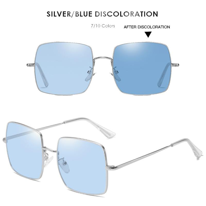 AORON Photochromic Polarized Sunglasses Women Men Fashion Large metal frame Sun Glasses Discoloration Eyewear Anti Glare