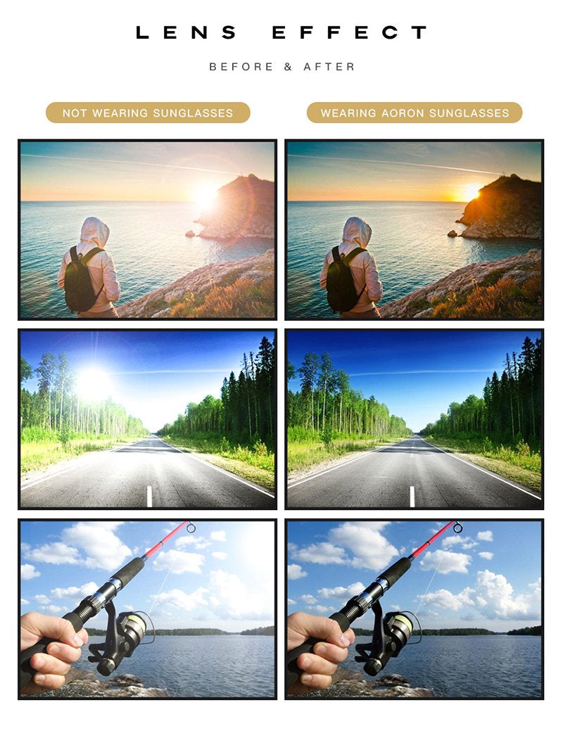 AORON New Aluminum Frame Sunglasses Men Polarized Sun Glasses Driver Driving Sunglasses UV400