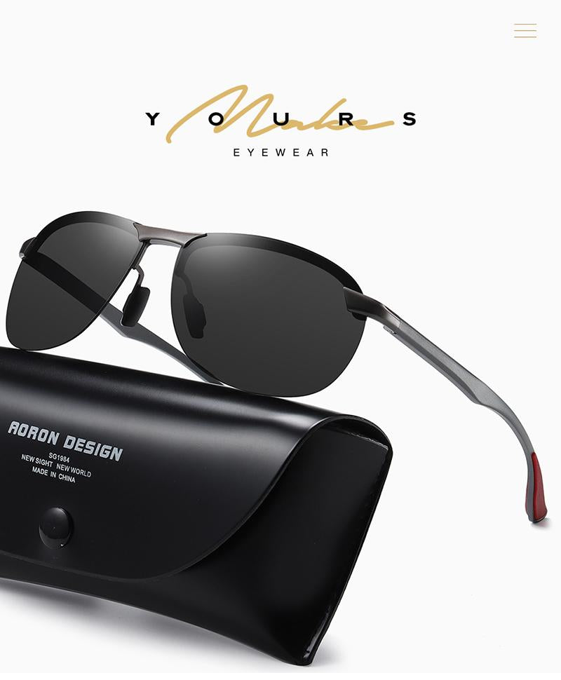 AORON New Aluminum Frame Sunglasses Men Polarized Sun Glasses Driver Driving Sunglasses UV400