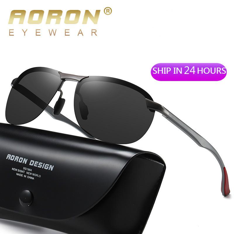 AORON New Aluminum Frame Sunglasses Men Polarized Sun Glasses Driver Driving Sunglasses UV400