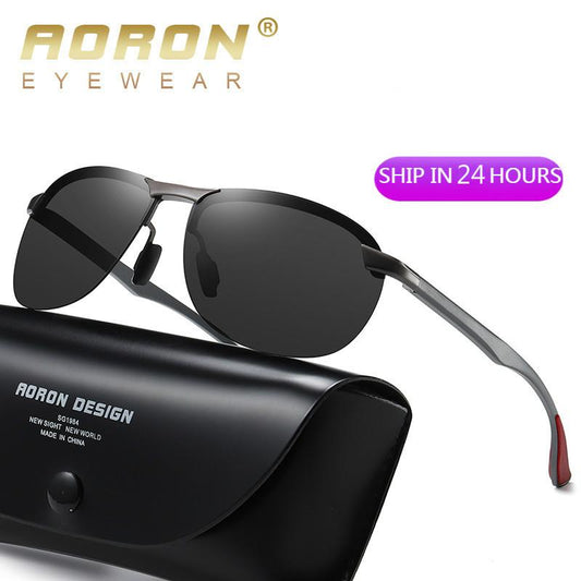 AORON New Aluminum Frame Sunglasses Men Polarized Sun Glasses Driver Driving Sunglasses UV400