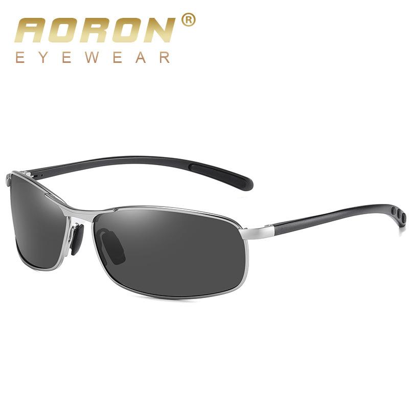 AORON Mens Polarized Sunglasses Men Classic Rectangle Sun Glasses Aluminum Leg UV400 Sunglasses Mirror Eyewear