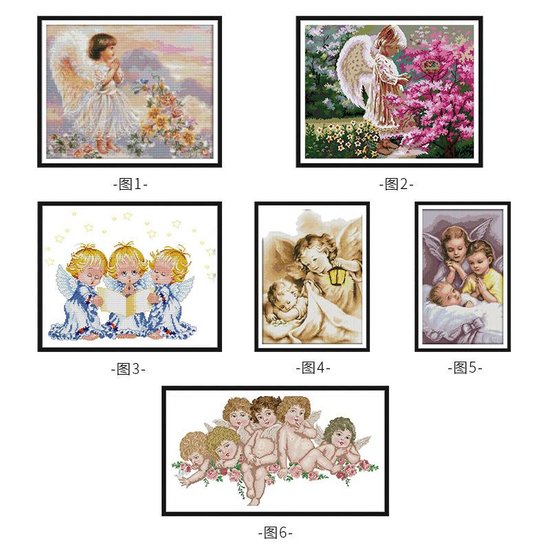Angel Series Cross Stitch Kits 11CT Stamped Full Range of Embroidery Starter Kit for Beginners Pre-Printed Pattern