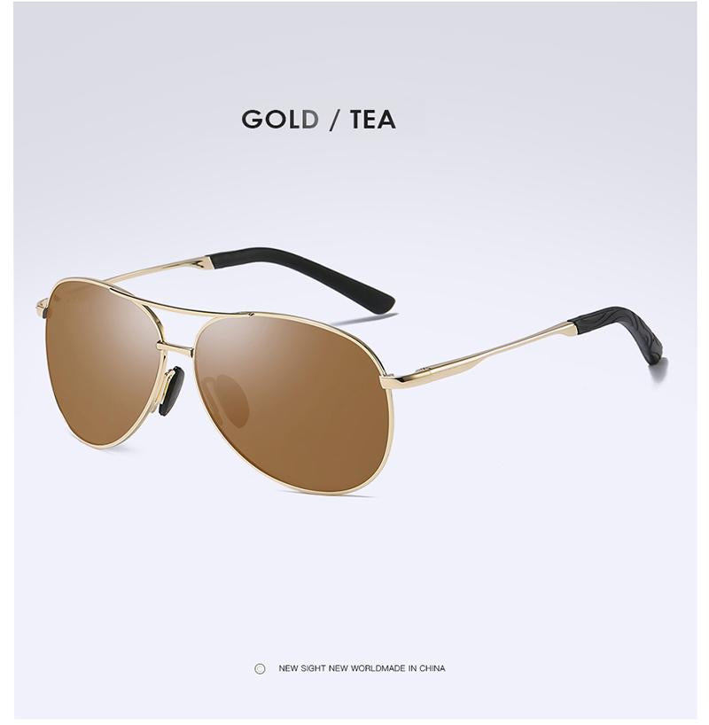 AORON New Polarized Men Sunglasses Classic Pilot Driving Sun Glasses Metal Frame Mirror Lens Sunglasses Men/Women