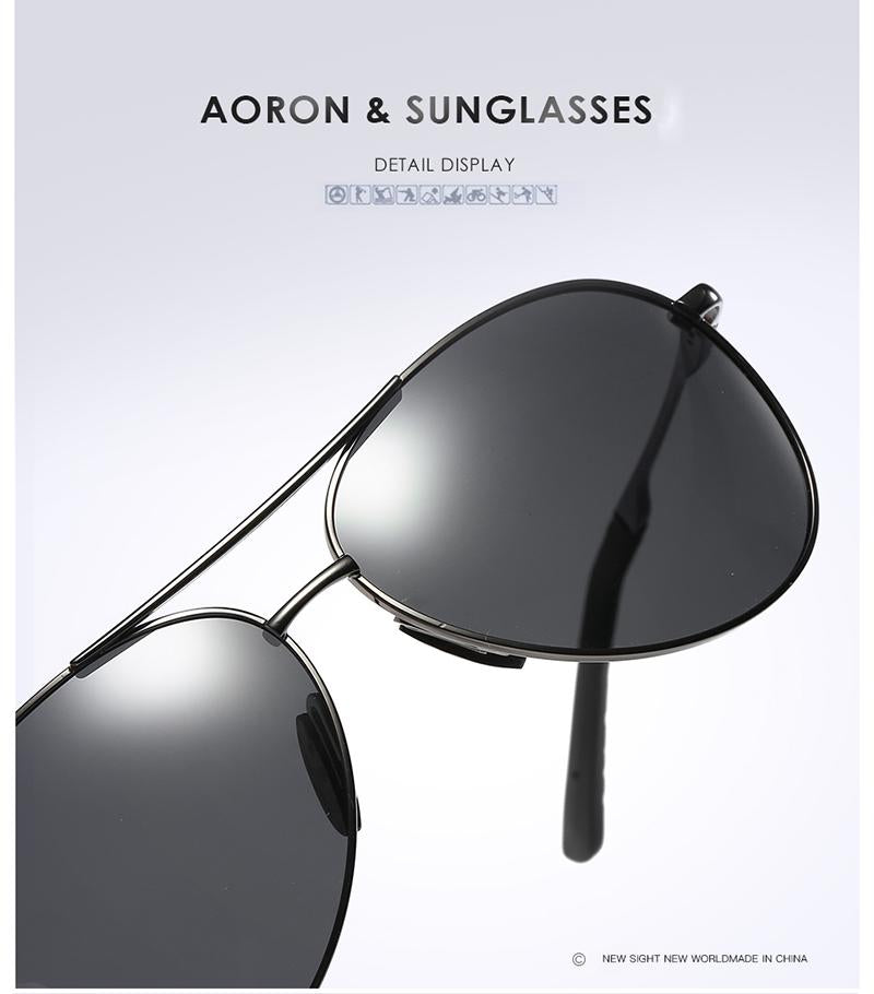 AORON New Polarized Men Sunglasses Classic Pilot Driving Sun Glasses Metal Frame Mirror Lens Sunglasses Men/Women