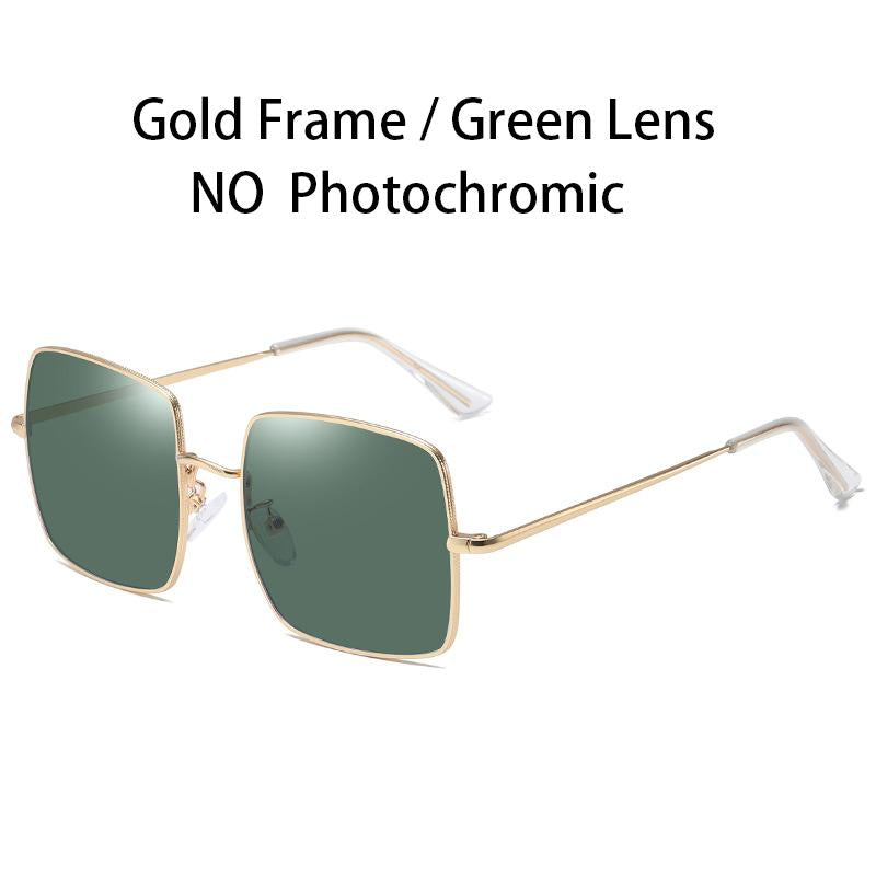 AORON Photochromic Polarized Sunglasses Women Men Fashion Large metal frame Sun Glasses Discoloration Eyewear Anti Glare