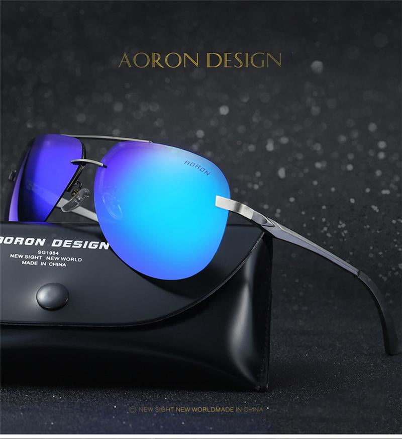 AORON Men Polarized Sunglasses Men Brand Design Sun Glasses Aluminum Leg Mirror Lens Sunglasses for Men/women