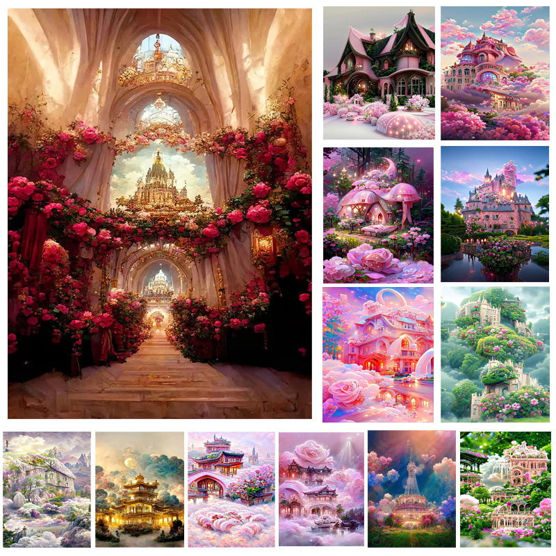 【CHOOSE PICTURE TO PLACE ORDER】 40X50CM - dream house DIY 5D Full Diamond Painting NO FRAME