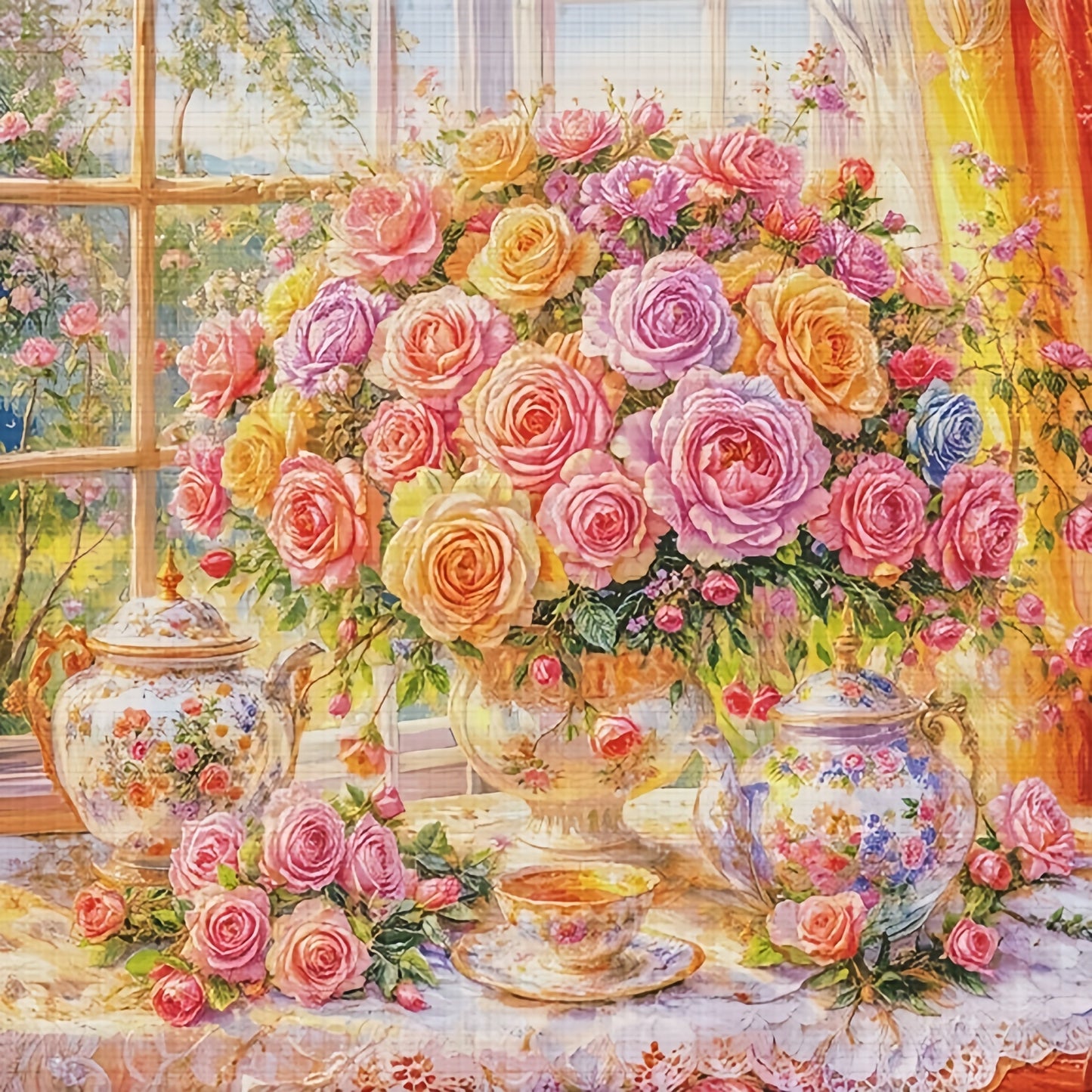 80X80CM Flower DIY Cross Stitch Kits Full Range of Embroidery 11CT 3 Strands NO Frame
