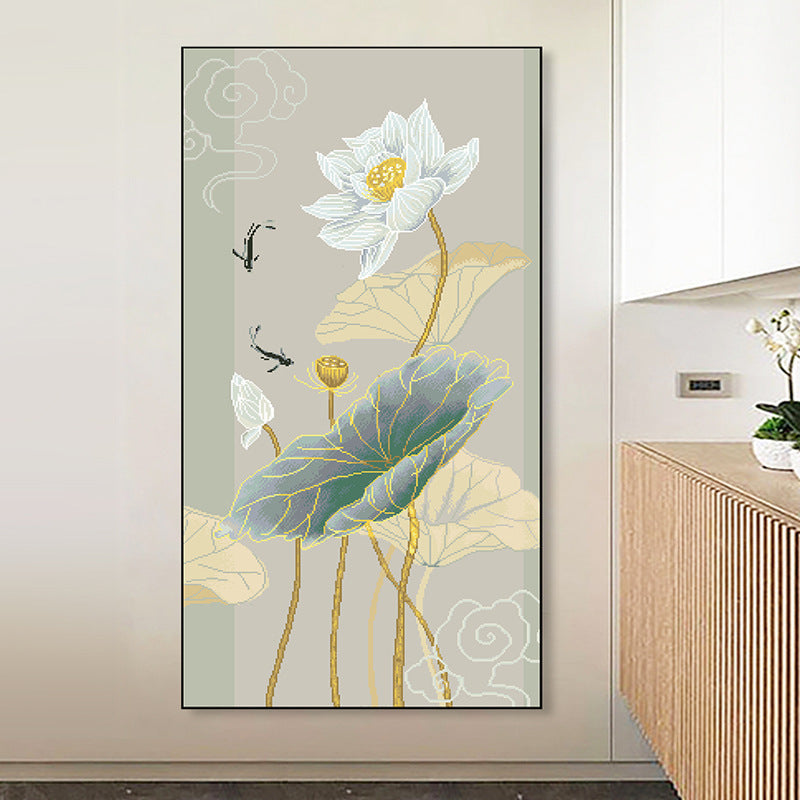 60X110CM Lotus Flower DIY Cross Stitch Kits Full Range of Embroidery 11CT 3 Strands NO Frame