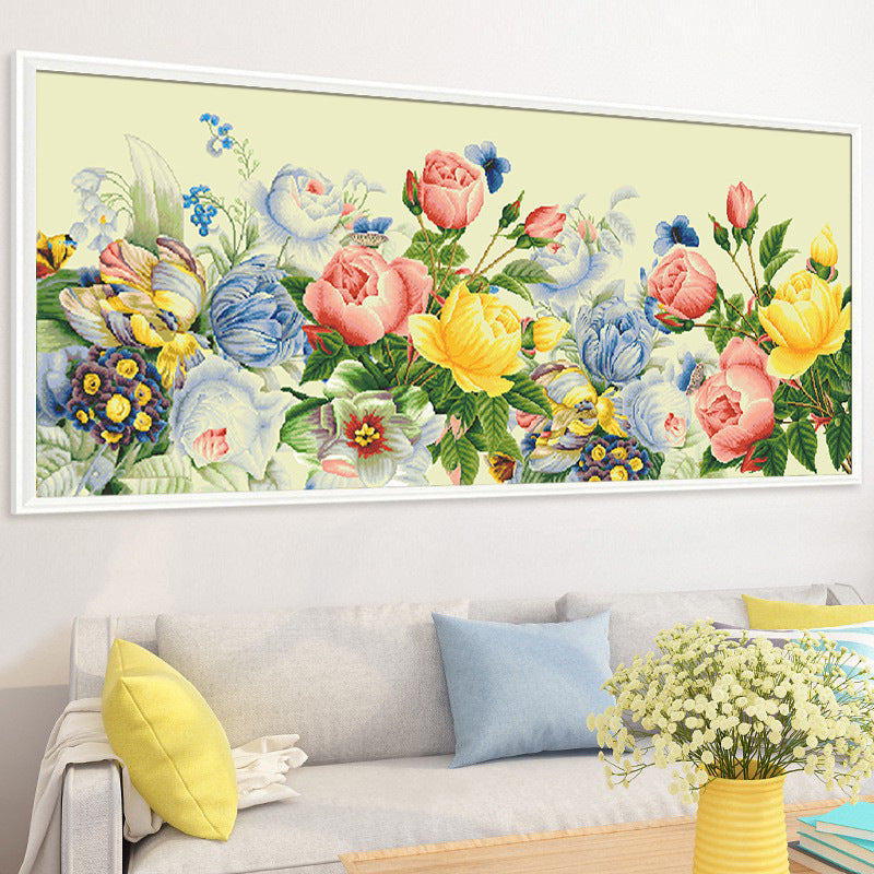 50X120CM Flower DIY Cross Stitch Kits Full Range of Embroidery 11CT 3 Strands NO Frame