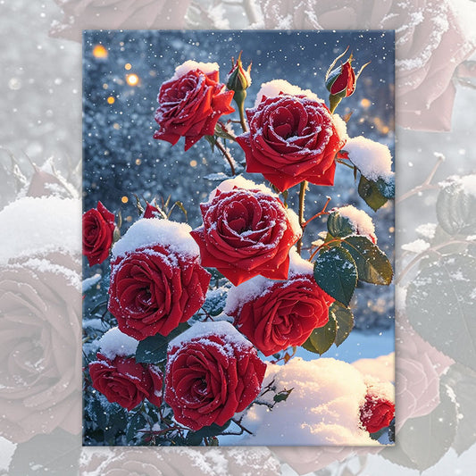 40X50CM Snow Rose DIY Oil Painting By Numbers WITH Frame