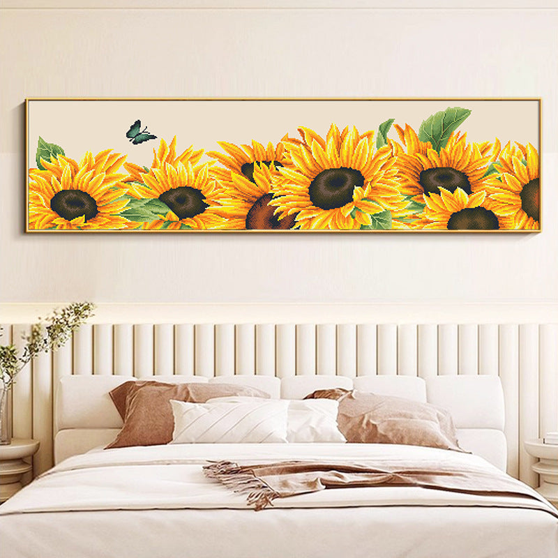 123X37CM Sunflower DIY Cross Stitch Kits Full Range of Embroidery 11CT 3 Strands NO Frame