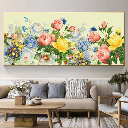 50X120CM Flower DIY Cross Stitch Kits Full Range of Embroidery 11CT 3 Strands NO Frame