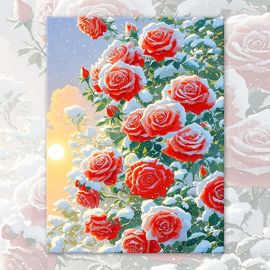 40X50CM Snow Rose DIY Oil Painting By Numbers WITH Frame