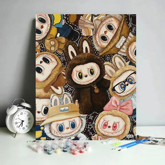 40X50CM Labubu DIY Oil Painting By Numbers WITH Frame