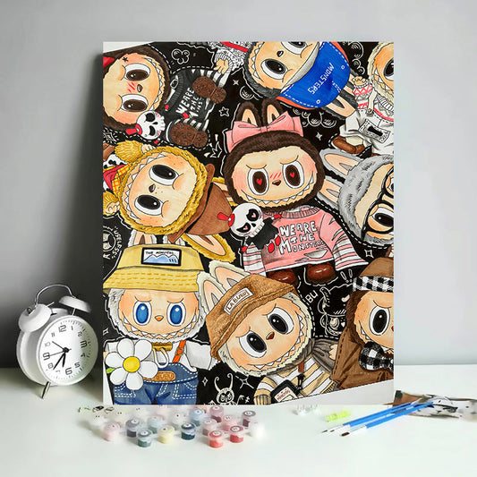40X50CM Labubu DIY Oil Painting By Numbers WITH Frame
