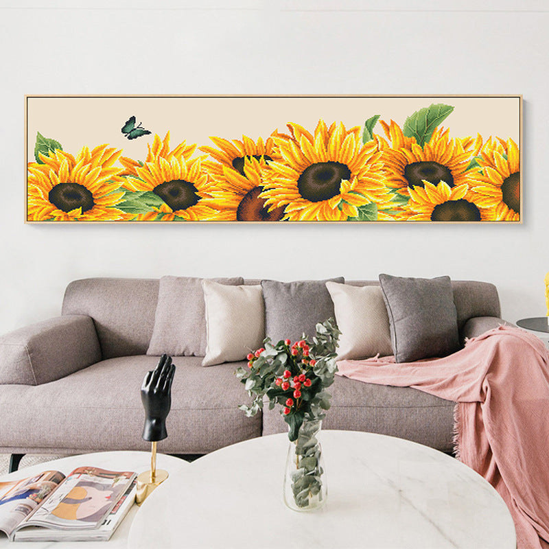 123X37CM Sunflower DIY Cross Stitch Kits Full Range of Embroidery 11CT 3 Strands NO Frame