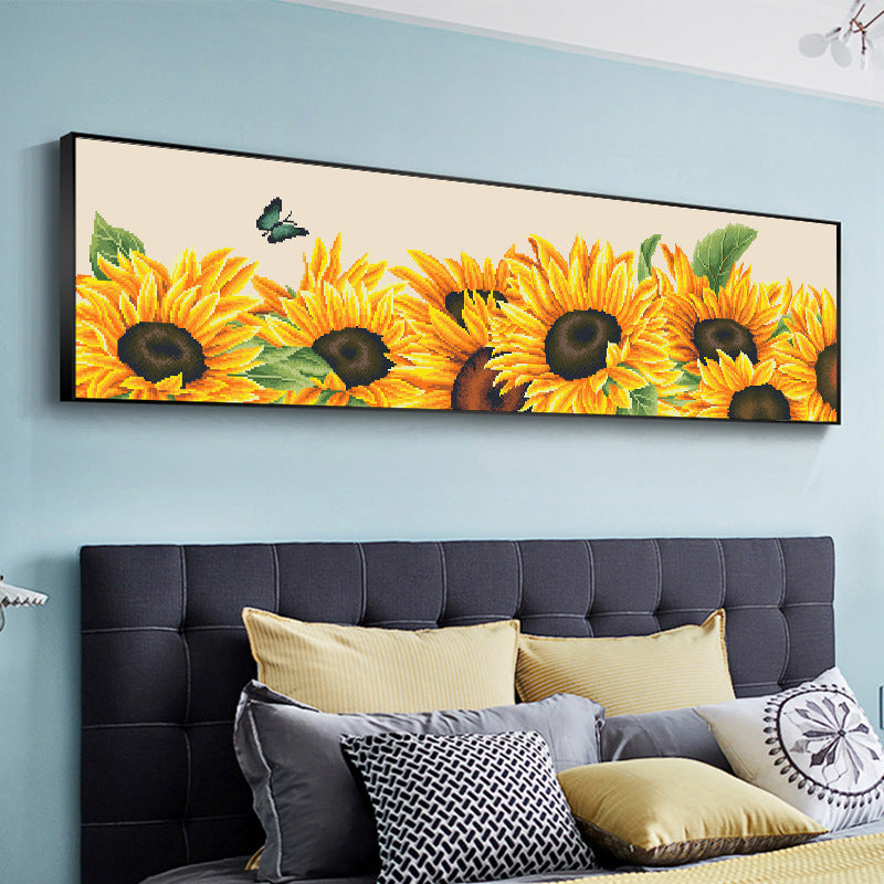 123X37CM Sunflower DIY Cross Stitch Kits Full Range of Embroidery 11CT 3 Strands NO Frame