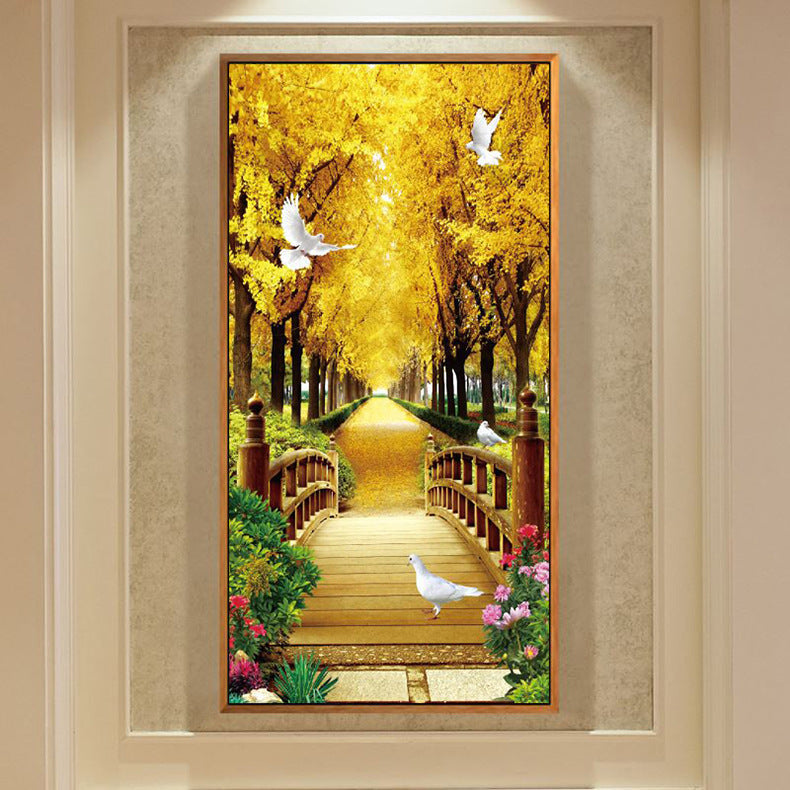 Golden Tree and White Pigeon DIY Product 5D Full Diamond DIY Painting NO Frame